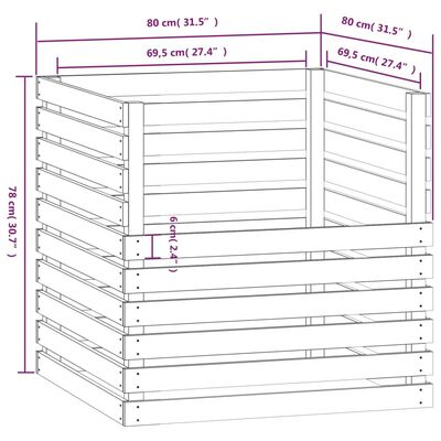 vidaXL Komposter Grau 80x80x78 cm Massivholz Kiefer