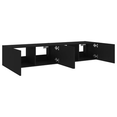 vidaXL TV-Wandschränke mit LED-Leuchten 2 Stk. Schwarz 80x35x31 cm