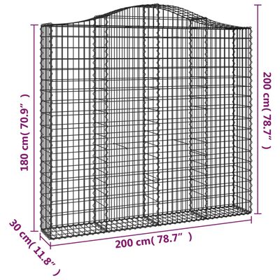 vidaXL Gabionen mit Hochbogen 6 Stk. 200x30x180/200cm Verzinktes Eisen