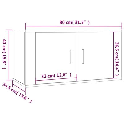 vidaXL TV-Wandschränke 2 Stk. Braun Eichen-Optik 80x34,5x40 cm