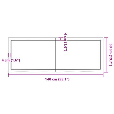 vidaXL Waschtischplatte Dunkelbraun 140x50x(2-6)cm Massivholz