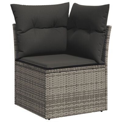 vidaXL 12-tlg. Garten-Sofagarnitur mit Kissen Grau Poly Rattan