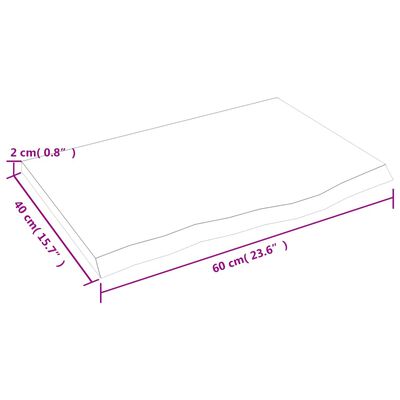 vidaXL Waschtischplatte Hellbraun 60x40x2 cm Massivholz Behandelt