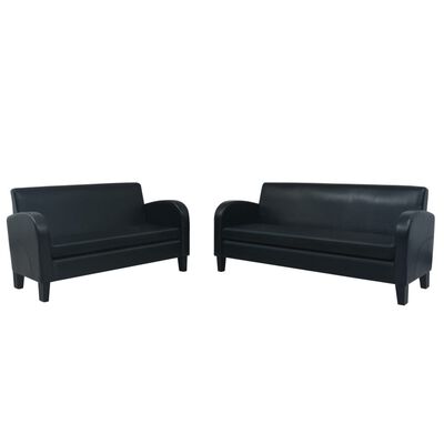 vidaXL 2-tlg. Sofa-Set Kunstleder Schwarz