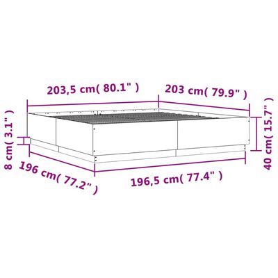 vidaXL Bettgestell mit LED Sonoma-Eiche 200x200 cm Holzwerkstoff