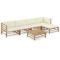 vidaXL 6-tlg. Garten-Lounge-Set mit Cremeweißen Kissen Bambus