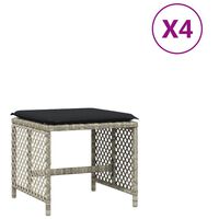 vidaXL Gartenhocker mit Kissen 4 Stk. Hellgrau 41x41x36 cm Poly Rattan