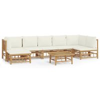 vidaXL 8-tlg. Garten-Lounge-Set mit Cremeweißen Kissen Bambus