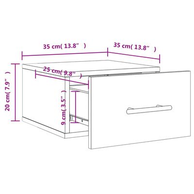 vidaXL Wand-Nachttisch Betongrau 35x35x20 cm