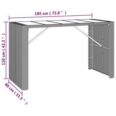 vidaXL 9-tlg. Gartenbar-Set Schwarz Poly Rattan & Massivholz Akazie