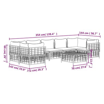 vidaXL 8-tlg. Garten-Lounge-Set mit Kissen Anthrazit Poly Rattan