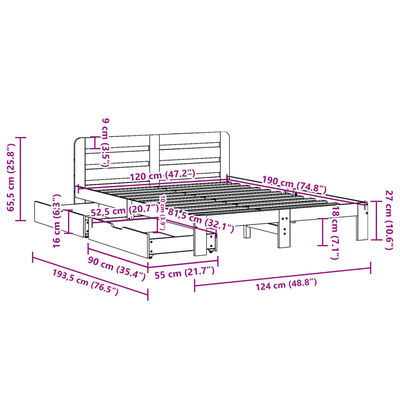 vidaXL Massivholzbett ohne Matratze Weiß 120x190 cm Kiefernholz