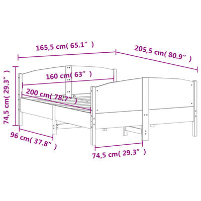 vidaXL Massivholzbett ohne Matratze 160x200 cm Kiefernholz