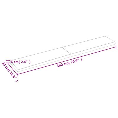 vidaXL Waschtischplatte 180x30x(2-6) cm Massivholz Unbehandelt