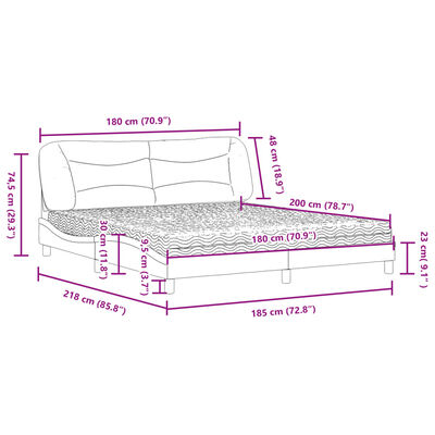 vidaXL Bett mit Matratze Braun 180x200 cm Kunstleder