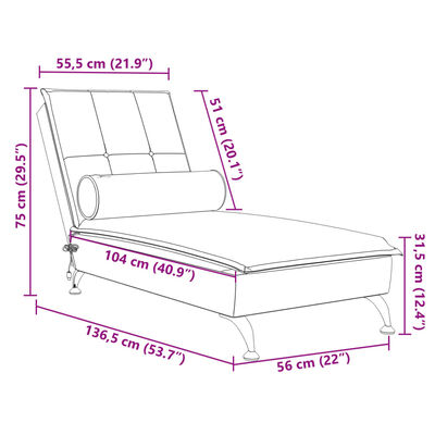 vidaXL Massage-Chaiselongue mit Nackenrolle Schwarz Samt