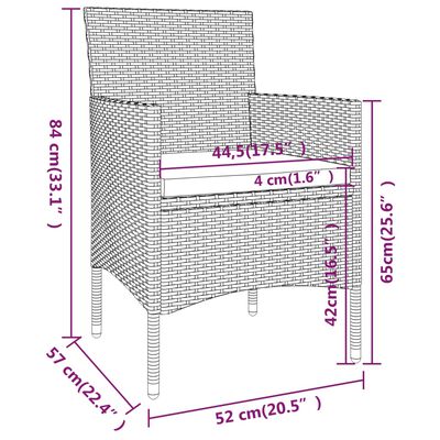 vidaXL 5-tlg. Garten-Essgruppe Poly Rattan Schwarz