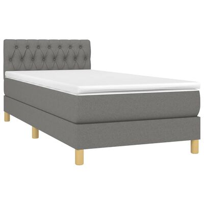 vidaXL Boxspringbett mit Matratze Dunkelgrau 90x190 cm Stoff