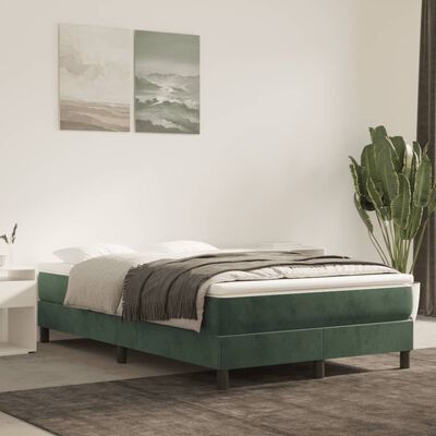 vidaXL Boxspringbett mit Matratze Dunkelgrün 120x190 cm Samt