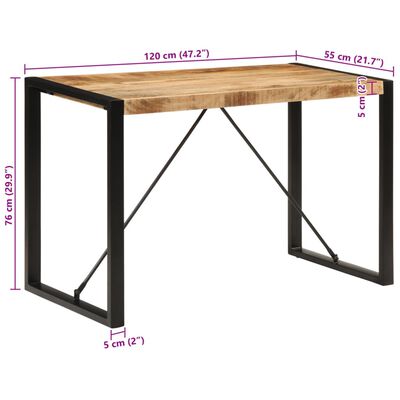 vidaXL Esstisch 120x55x76 cm Raues Mangoholz