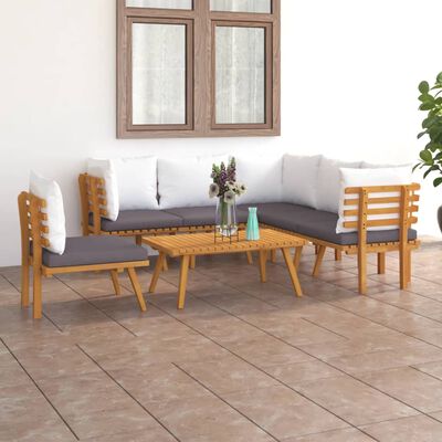 vidaXL 7-tlg. Garten-Lounge-Set mit Kissen Massivholz Akazie