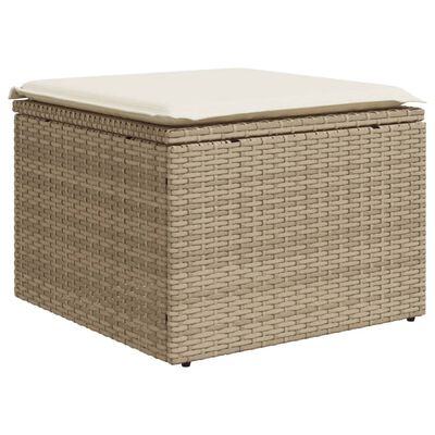 vidaXL 10-tlg. Garten-Sofagarnitur mit Kissen Beige Poly Rattan