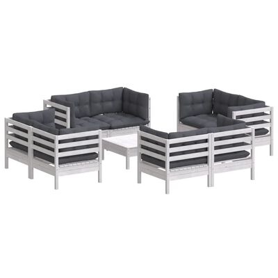 vidaXL 9-tlg. Garten-Lounge-Set mit Anthrazit Kissen Kiefernholz