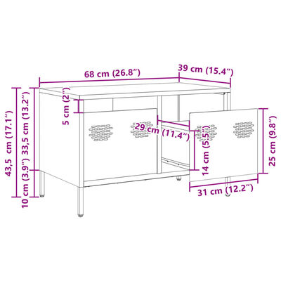 vidaXL TV-Schrank Schwarz 68x39x43,5 cm Kaltgewalzter Stahl