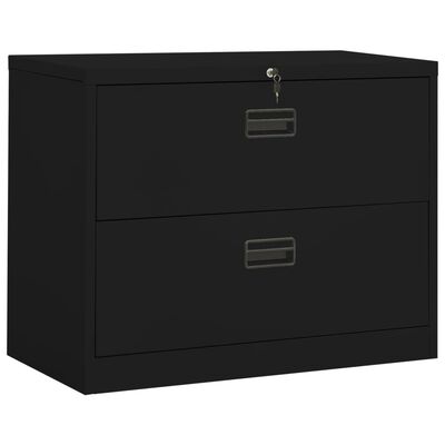 vidaXL Aktenschrank Schwarz 90x46x72,5 cm Stahl