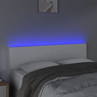 vidaXL LED Kopfteil Weiß 144x5x78/88 cm Kunstleder