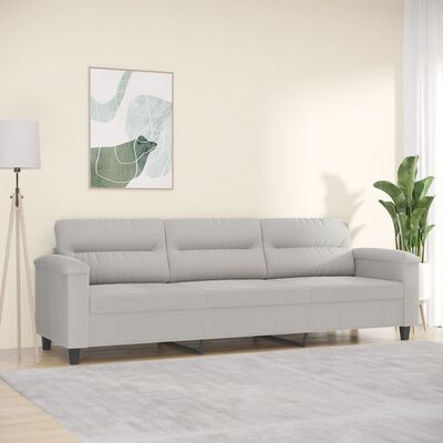 vidaXL 3-Sitzer-Sofa Hellgrau 210 cm Mikrofasergewebe