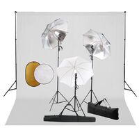 vidaXL Fotostudio-Set mit Leuchten, Schirmen, Hintergrund, Reflektor