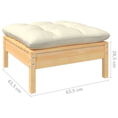 vidaXL 9-tlg. Garten-Lounge-Set mit Creme Kissen Massivholz Kiefer