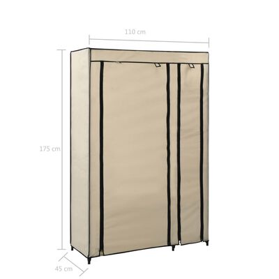 vidaXL Faltschränke 2 Stk. Creme 110x45x175 cm Stoff