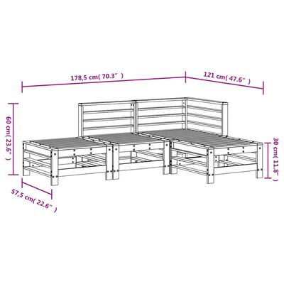 vidaXL 4-tlg. Garten-Lounge-Set Schwarz Massivholz Kiefer