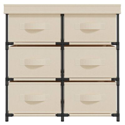 vidaXL Lagerschrank mit 6 Schubladen 55×29×55 cm Creme Stahl