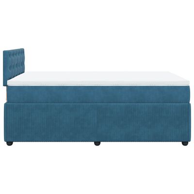 vidaXL Boxspringbett mit Matratze Blau 120x190 cm Samt