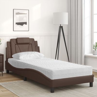 vidaXL Bett mit Matratze Braun 80x200 cm Kunstleder