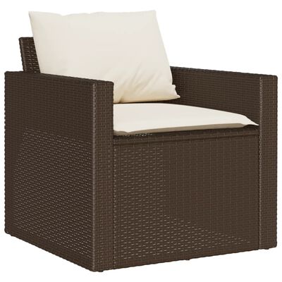 vidaXL 6-tlg. Garten-Sofagarnitur mit Kissen Braun Poly Rattan