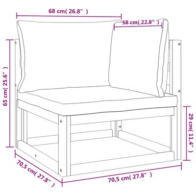 vidaXL 4-tlg. Garten-Lounge-Set mit Hellgrauen Kissen Massivholz