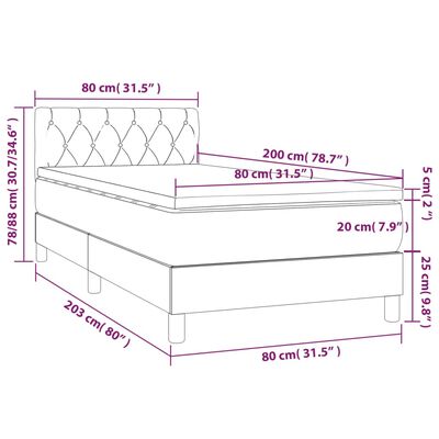 vidaXL Boxspringbett mit Matratze Schwarz 80x200 cm Samt