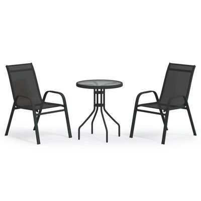 vidaXL 3-tlg. Garten-Bistro-Set Schwarz