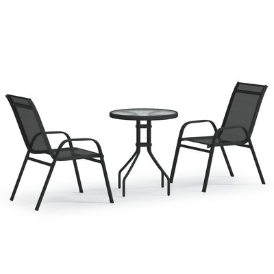 vidaXL 3-tlg. Garten-Bistro-Set Schwarz