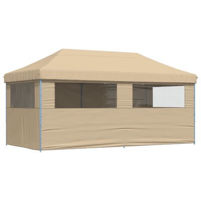 vidaXL Partyzelt Faltbar Pop-Up mit 4 Seitenteilen Beige