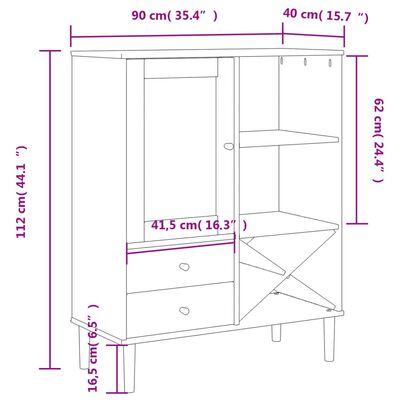 vidaXL Highboard SENJA Rattan-Optik Braun 90x40x112 cm Kiefernholz