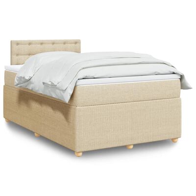 vidaXL Boxspringbett mit Matratze Creme 120x200 cm Stoff