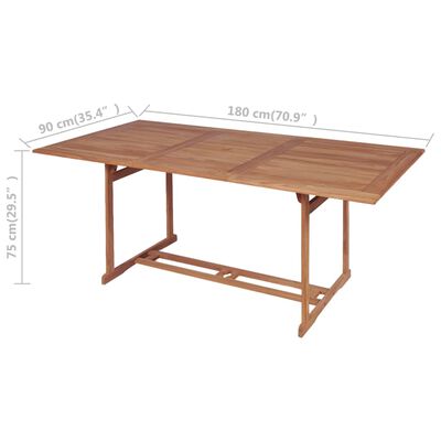 vidaXL Gartentish 180x90x75 cm Teak Massivholz