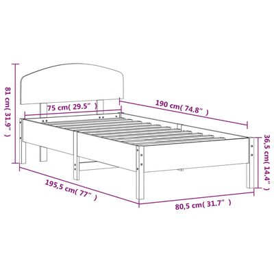 vidaXL Massivholzbett ohne Matratze Weiß 75x190 cm Kiefernholz