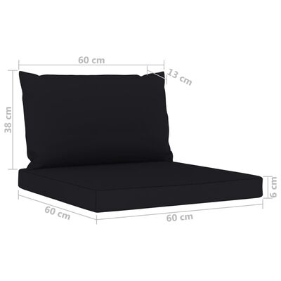 vidaXL 6-tlg. Garten-Lounge-Set mit Schwarzen Kissen