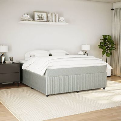 vidaXL Boxspringbett mit Matratze Hellgrau 180x200 cm Samt